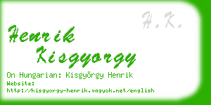 henrik kisgyorgy business card